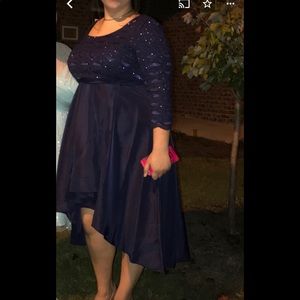 Navy Blue Hi-Low Formal Dress